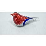 Cristalica Gartenvogel Spatz Glasfigur Blumenbeet Deko Handmade 12,5cm mit Stab rot blau