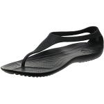 Schwarze Unifarbene Crocs Flip Zehentrenner aus Leder für Damen Größe 34 
