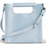 Pastellblaue Elegante Gretchen Lederhandtaschen mit Reißverschluss aus Rindsleder für Damen klein 