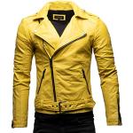 Gelbe Biker-Lederjacken mit Gürtel aus Rindsleder für Herren Größe XL 