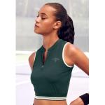 Grüne Sportliche LASCANA Active Stehkragen Crop-Tops & Bauchfreie Tops mit Reißverschluss für Damen Größe XS 