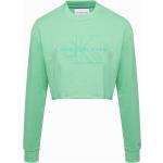 Reduzierte Grüne Elegante Calvin Klein Jeans Bio Rundhals-Ausschnitt Damensweatshirts aus Baumwollmischung Größe XS für den für den Sommer 