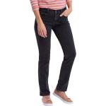 Dunkelgraue Straight Leg Jeans mit Reißverschluss aus Baumwolle für Damen Größe XS Weite 28 