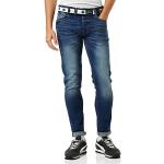 Blaue CrossHatch Slim Fit Jeans mit Reißverschluss aus Denim für Herren Weite 32 