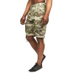 Olivgrüne Camouflage CrossHatch Kurze Hosen mit Reißverschluss aus Baumwolle für Herren 