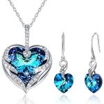 Blaue Schmuck Sets aus Kristall 18 Karat für Damen zur Hochzeit 