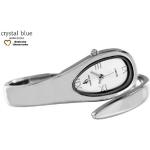 Silberne Elegante Wasserdichte Crystal Blue Quarz Damenarmbanduhren glänzend aus Edelstahl mit Analog-Zifferblatt mit Mineralglas-Uhrenglas mit Spangenarmband mit Metallarmband 