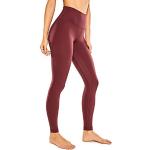 CRZ YOGA Naked Feeling Damen Sports Leggings Yogahose High Waist Fitness Sporthose mit Tasche - 71cm Noctilucence rot 38
