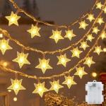 Reduzierte Sterne Sternlichterketten mit Weihnachts-Motiv mit Timer 