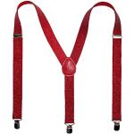 CTM Elastische Damen-Hosenträger mit Glitzer-Clip, rot, One size