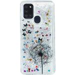 Silberne Blumenmuster Samsung Galaxy A21s Cases 2020 mit Vogel-Motiv mit Bildern aus Silikon 