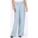 Hellblaue Bundfaltenhosen mit Reißverschluss aus Polyester für Damen Größe L Petite 