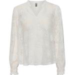 Weiße Langärmelige Transparente Blusen & durchsichtige Blusen mit Puffärmeln für Damen Größe L 