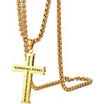 Reduzierte Nickelfreie Goldene Elegante Kreuzketten aus Edelstahl graviert für Damen 