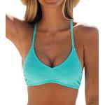 CUPSHE Damen Bikini Oberteil Neckholder Bikini Bademode U Ausschnitt Texturiert Bikini Top Blau XS