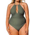 Grüne Cupshe Neckholder Badeanzüge enganliegend für Damen Größe 4 XL Große Größen 1-teilig 