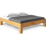 CURBY 4-Fuß-Bett ohne Kopfteil, Material Massivholz, rustikale Altholzoptik, Fichte - 140 x 200 cm