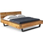 CURBY Balkenbett mit Holz-Kopfteil, Kufenfuß, Material Massivholz - 160 x 200 cm