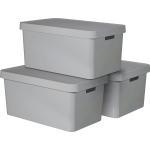 Graue curver Boxen & Aufbewahrungsboxen glänzend stapelbar 3-teilig 