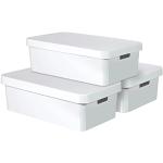 CURVER Infinity Aufbewahrungsboxenset mit Deckel, Kunststoff, weiß, 30 Liter, 3er Set