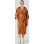 Braune 3/4-ärmelige Asymmetrische Kleider aus Kunstleder für Damen Größe XXL für den für den Winter 