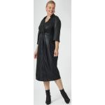 Schwarze 3/4-ärmelige Asymmetrische Kleider aus Kunstleder für Damen Größe XXL für den für den Winter 