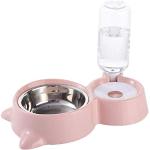 CUSROS Pet Feeder Bowl Futterspender, Wasserspender Trinkbrunnen Mit Automatischer Wasserflasche Für Kleine Hunde Katzen Rosa Einheitsgröße