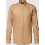 Khakifarbene Unifarbene Ralph Lauren Polo Ralph Lauren Button Down Kragen Leinenhemden aus Leinen für Herren Größe S 