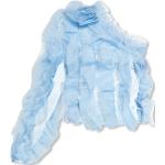 Reduzierte Blaue Custommade One Shoulder Festliche Blusen mit Rüschen mit Reißverschluss für Damen Größe M 