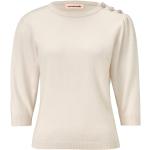 Reduzierte Cremefarbene Unifarbene 3/4-ärmelige Custommade Kaschmir-Pullover für Damen Größe M 