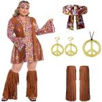 Khakifarbene Hippie-Kostüme & 60er Jahre Kostüme mit Fransen für Damen Größe 3 XL 
