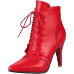 Rote Elegante Spitze High Heel Stiefeletten & High Heel Boots mit Schnürsenkel für Damen Größe 39 