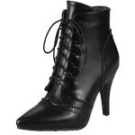 Schwarze Elegante Spitze High Heel Stiefeletten & High Heel Boots mit Schnürsenkel für Damen Größe 44 