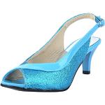 Blaue Offene Kitten-Heel-Absatz Peep Toe Pumps für Damen Größe 42 