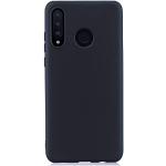 Schwarze Unifarbene Huawei P30 Lite Hüllen Art: Slim Cases mit Bildern mit Knopf aus Silikon stoßfest 