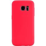 Rote Unifarbene Samsung Galaxy S7 Hüllen Art: Slim Cases mit Bildern mit Knopf aus Silikon mit Schutzfolie 