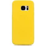 Gelbe Unifarbene Samsung Galaxy S7 Hüllen Art: Slim Cases mit Bildern mit Knopf aus Silikon mit Schutzfolie 