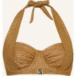 Reduzierte Goldene Cyell Bikini-Tops mit Glitzer aus Polyamid für Damen Größe M 