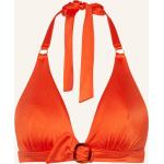 Orange Cyell Bikini-Tops mit Schnalle aus Satin ohne Bügel für Damen Größe M 