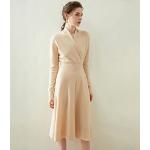 Peachfarbene Kaschmir-Pullover aus Wolle für Damen für den für den Herbst 