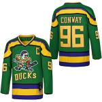 D-5 Herren Mighty Ducks Jersey #33 Goldberg #66 Bombay #96 Conway #99 Banks Jersey, Film Eishockey-Trikot für Herren, S-XXXL, #96 - Grün, Mittel