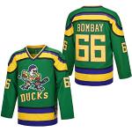 D-5 Herren Mighty Ducks Jersey #33 Goldberg #66 Bombay #96 Conway #99 Banks Jersey, Film Eishockey-Trikot für Herren, S-XXXL, #66, Grün, Mittel
