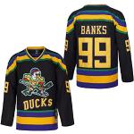 D-5 Youth Mighty Ducks Jersey #96 Conway #99 Banks Jersey, Film Eishockey-Trikot für Kinder, #99 - Schwarz, Klein