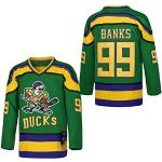 D-5 Youth Mighty Ducks Jersey #96 Conway #99 Banks Jersey, Film Eishockey-Trikot für Kinder, #99 - Grün, L