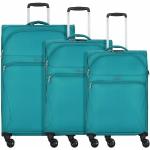 Blaue d&n Travel Line Koffersets mit Reißverschluss aus Leder 3-teilig 