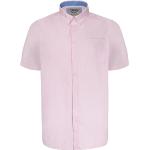 Rosa Kurzärmelige D555 Button Down Kragen Shirts mit Tasche aus Baumwolle für Herren Größe 4 XL Große Größen 