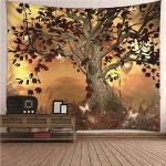 Daesar Wandteppich Vintage 240x220CM Lebensbaum Schmetterling Wandbehang aus Polyester Tapisserie Wandbehang, Wandtuch Wandteppich für Schlafzimmer Wohnzimmer Deko