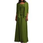 Olivgrüne Romantische Maxi Lange Abendkleider aus Chiffon für Damen Größe XL 