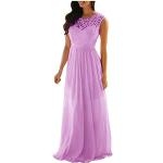 Violette Unifarbene Elegante Langärmelige V-Ausschnitt Lange Abendkleider aus Chiffon für Damen Größe 5 XL Große Größen für Brautjungfern für den für den Sommer 