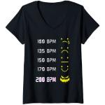 Schwarze Emoji Smiley V-Ausschnitt T-Shirts für Damen Größe S für Partys 